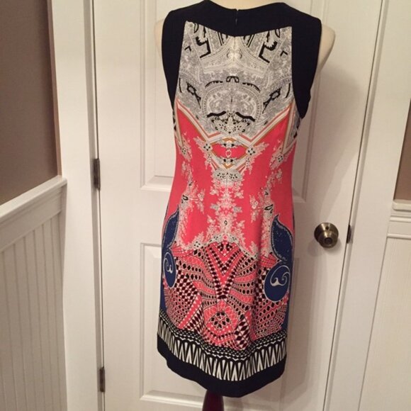 ETCETERA DRESS SLEEVELESS SHEATH BLACK WHITE PINK SIZE 4 - Picture 4 of 5